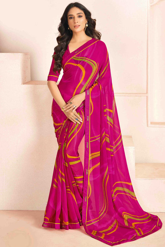 Pink Colour Georgette Digital Printed Printed Saree VSSD1113607