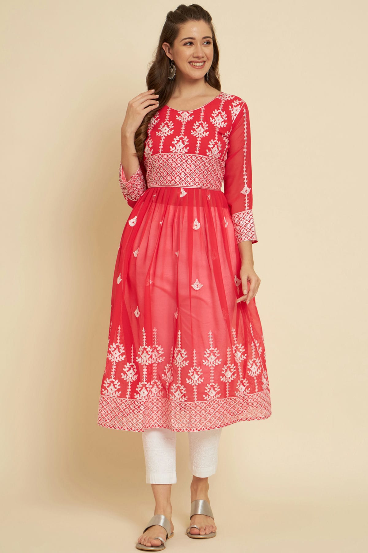 Pink Colour Georgette Kurti