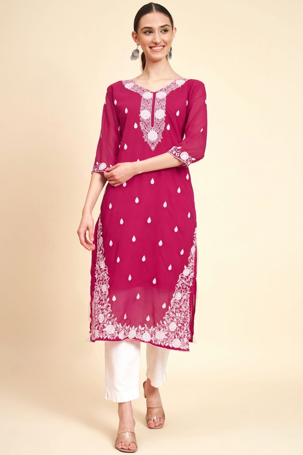 Pink Colour Georgette Kurti