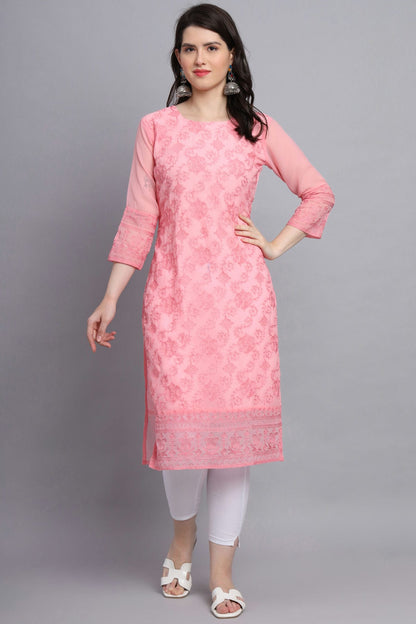 Pink Colour Georgette Kurti