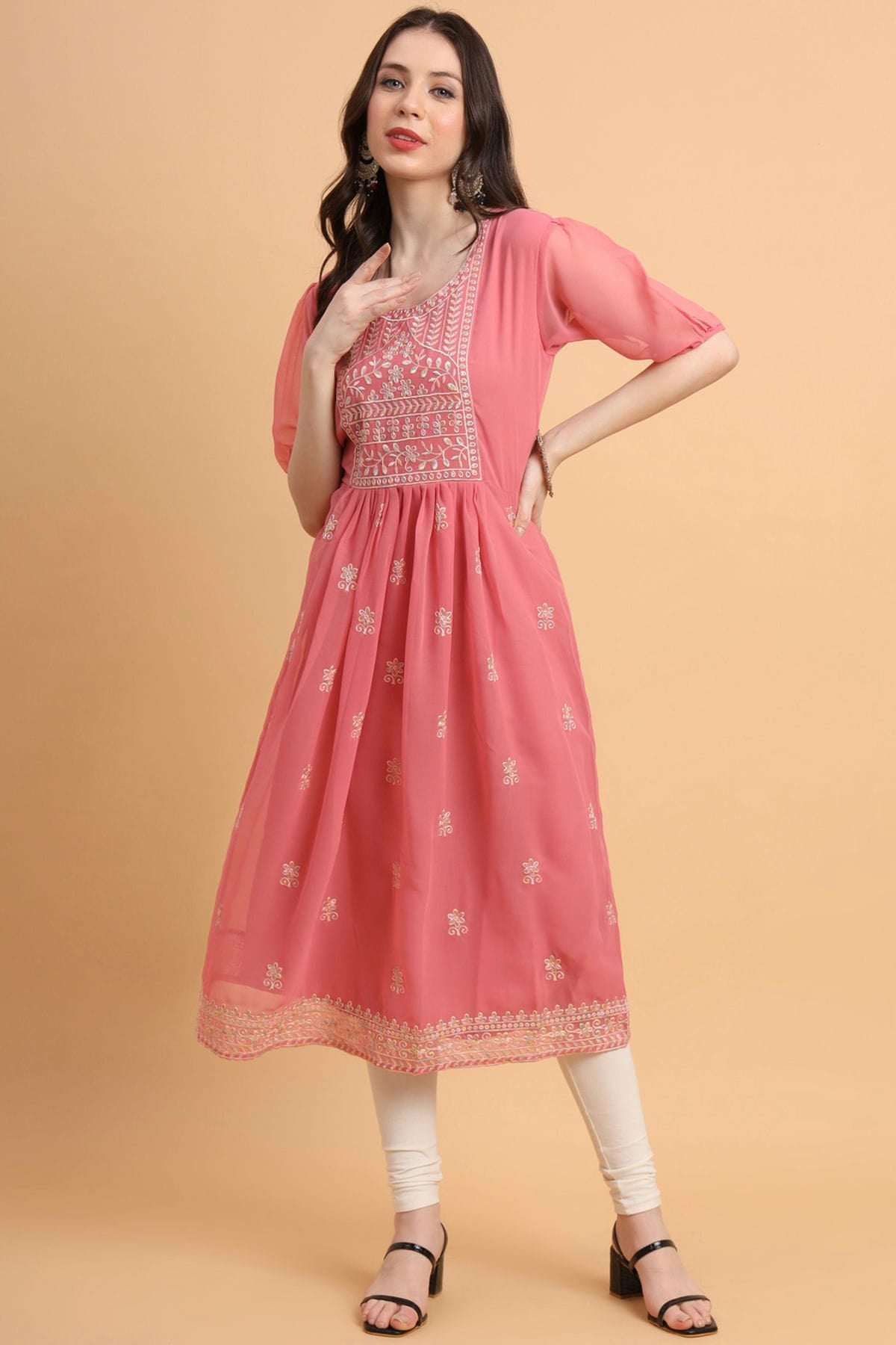 Pink Colour Georgette Kurti