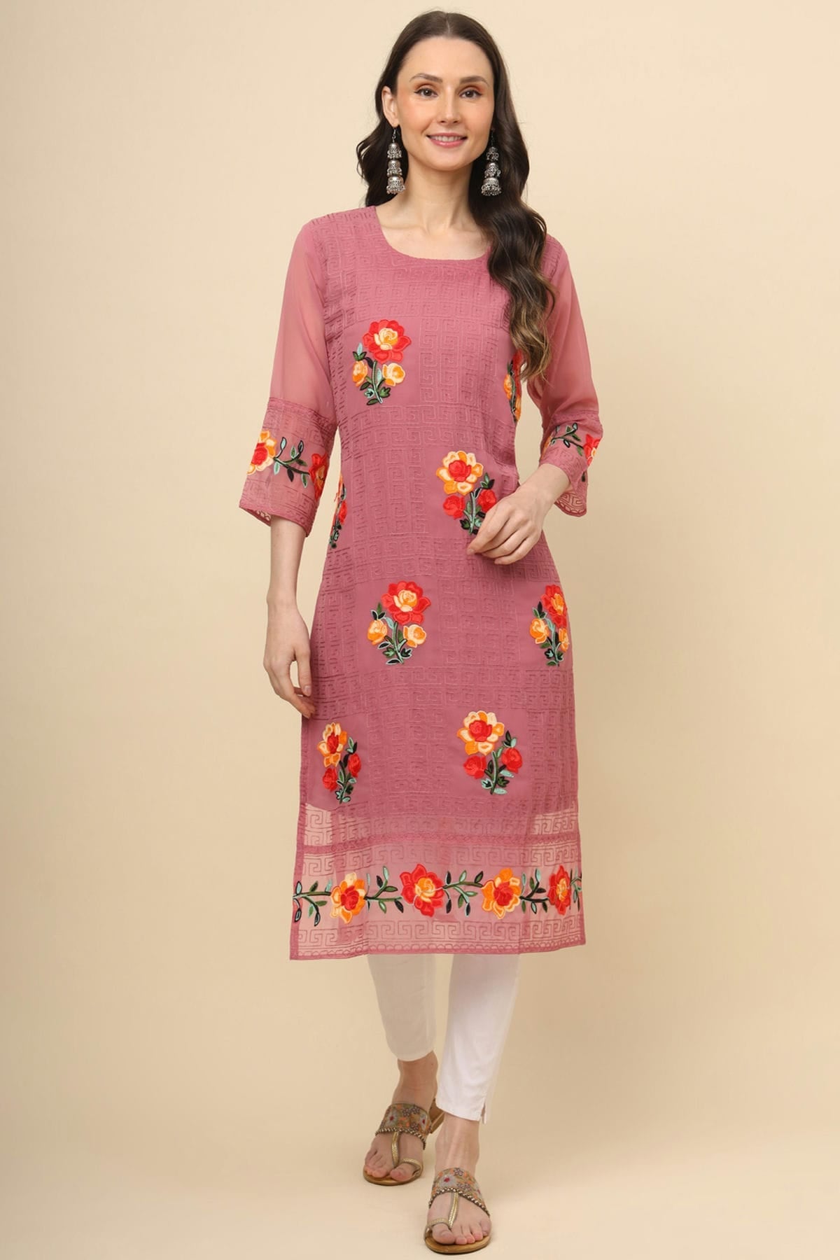 Pink Colour Georgette Kurti