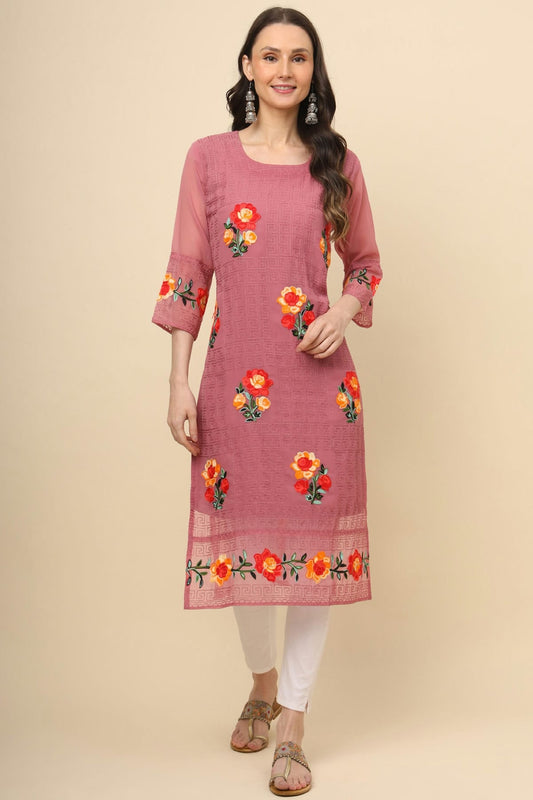 Pink Colour Georgette Kurti