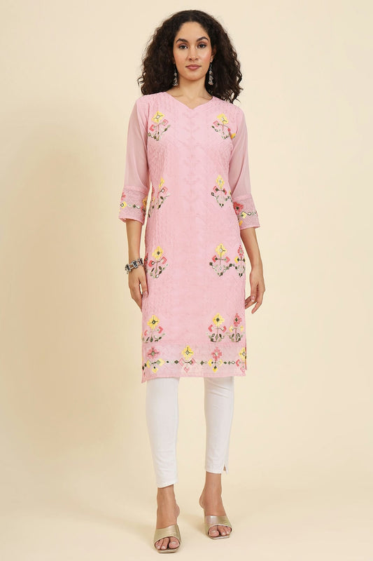 Pink Colour Georgette Kurti