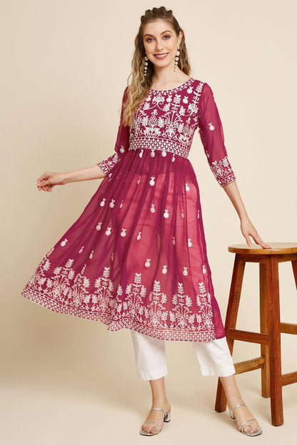 Pink Colour Georgette Kurti