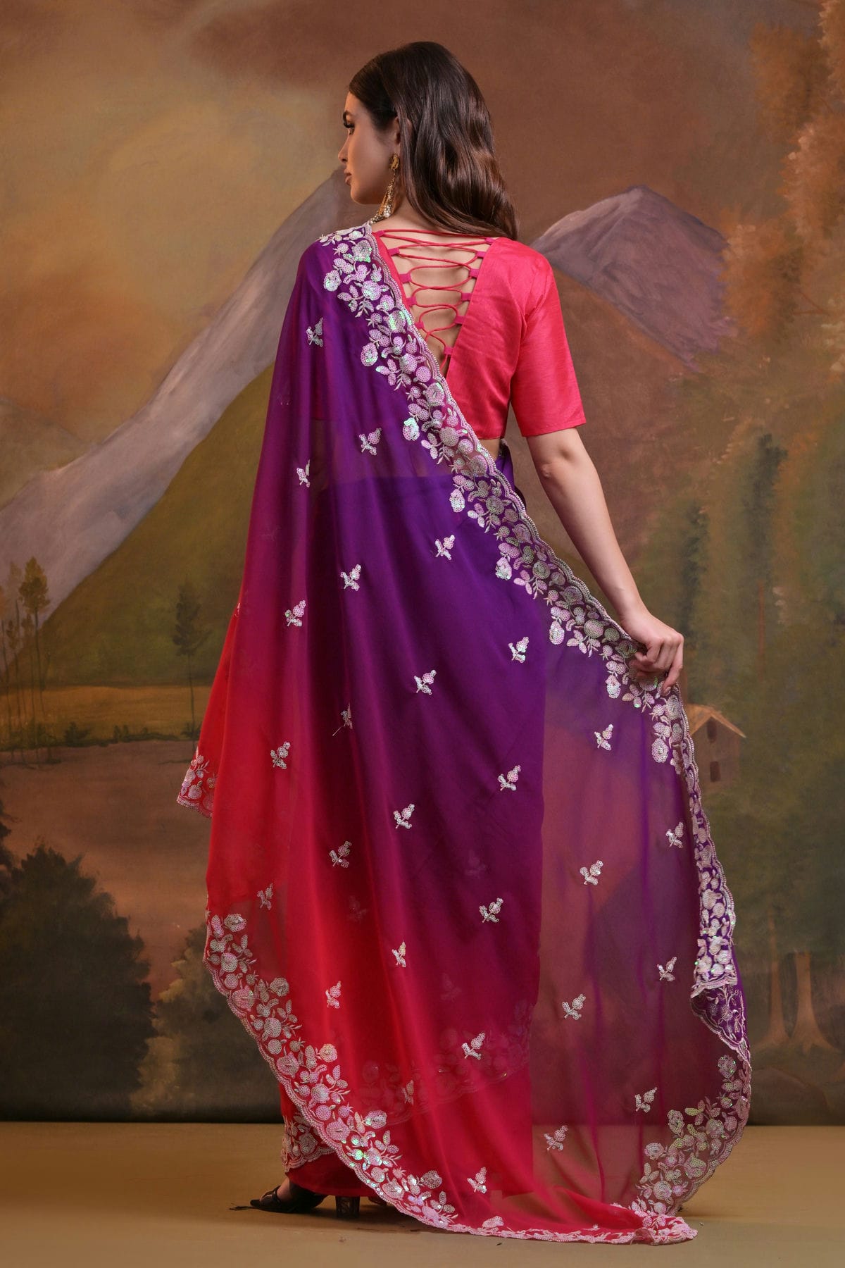 Pink Colour Georgette Saree VSSD1110514
