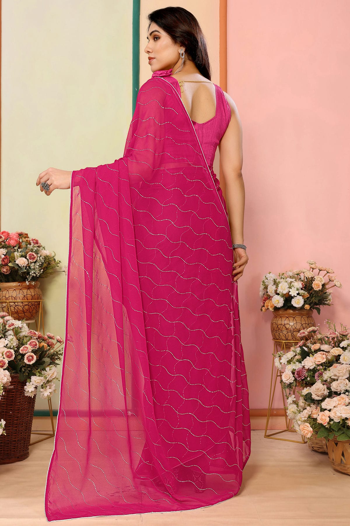 Pink Colour Georgette Saree VSSD1180145