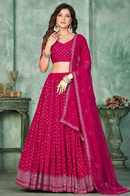 Pink Colour Georgette Semi Stitched Lehenga Choli VSLC1170044