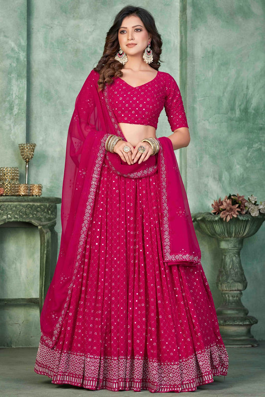 Pink Colour Georgette Semi Stitched Lehenga Choli VSLC1170044