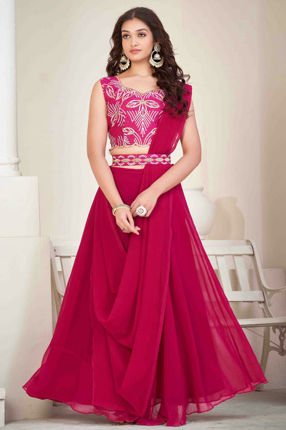 Pink Colour Georgette Semi Stitched Lehenga Choli VSLC1170049