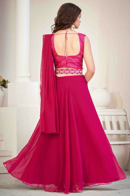 Pink Colour Georgette Semi Stitched Lehenga Choli VSLC1170049