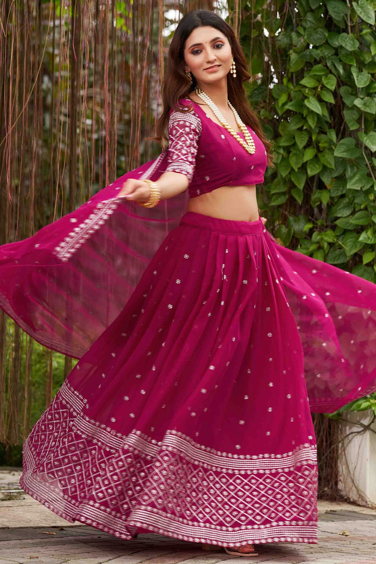 Pink Colour Georgette Semi Stitched Lehenga Choli VSLC1170063