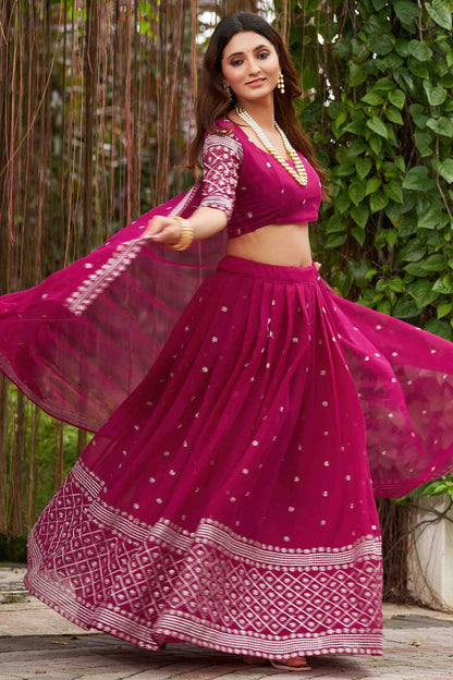 Pink Colour Georgette Semi Stitched Lehenga Choli VSLC1170063