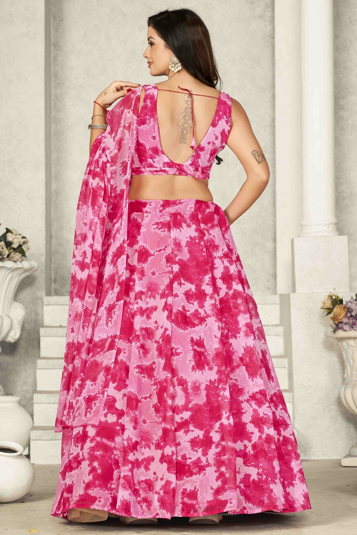 Pink Colour Georgette Semi Stitched Lehenga Choli VSLC1170073