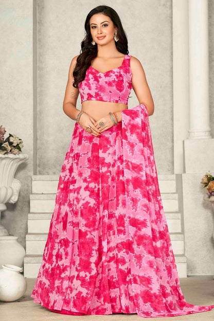 Pink Colour Georgette Semi Stitched Lehenga Choli VSLC1170073