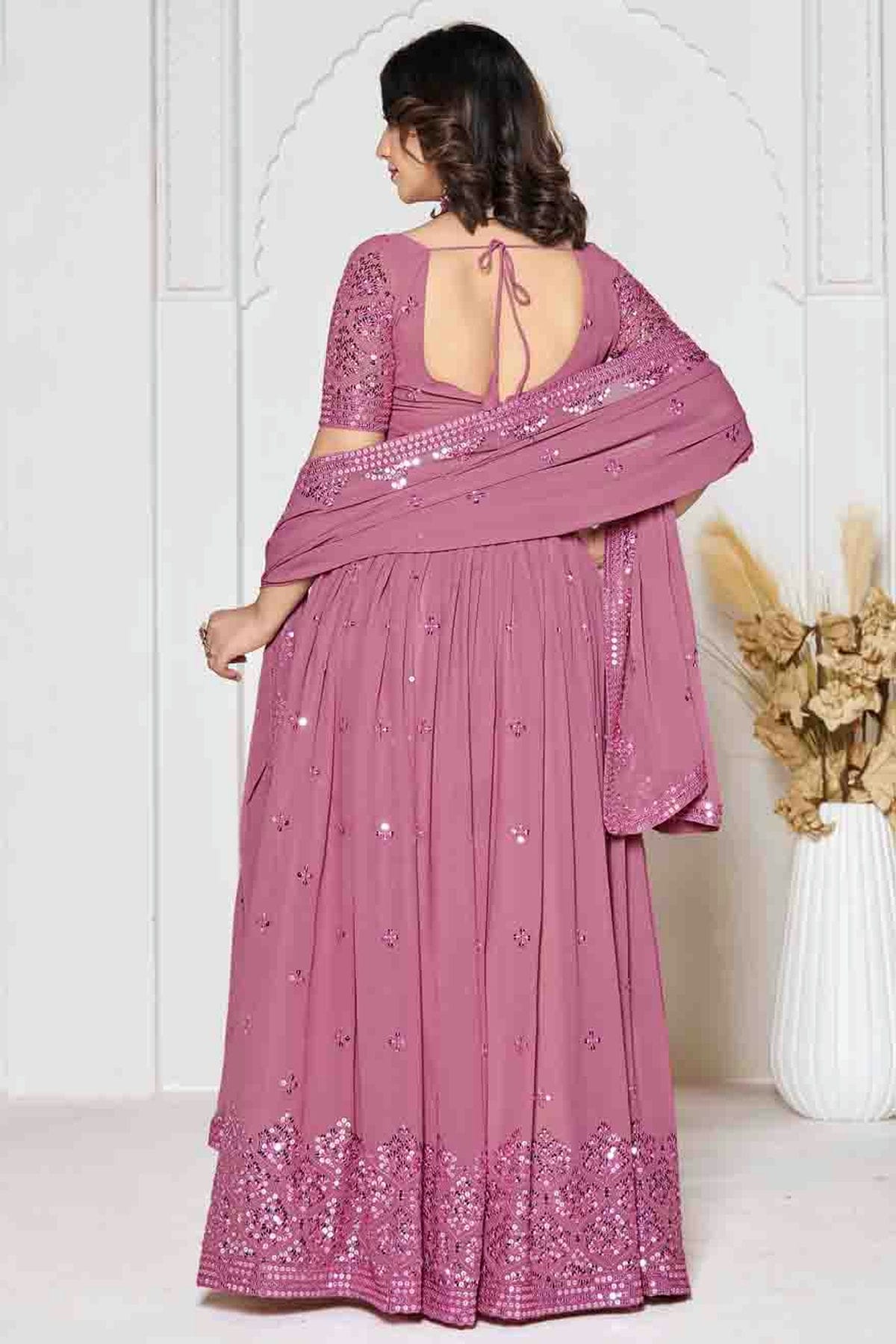 Pink Colour Georgette Semi Stitched Lehenga Choli VSLC1170084