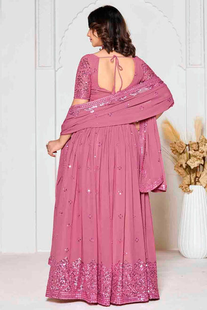Pink Colour Georgette Semi Stitched Lehenga Choli VSLC1170084