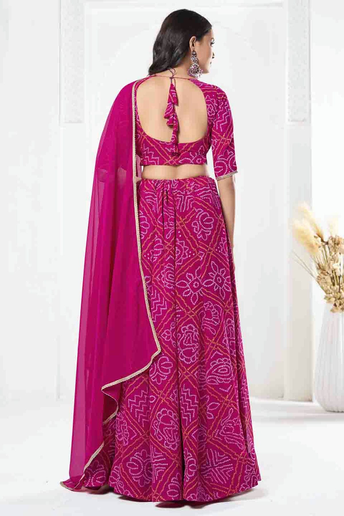 Pink Colour Georgette Semi Stitched Lehenga Choli VSLC1170090