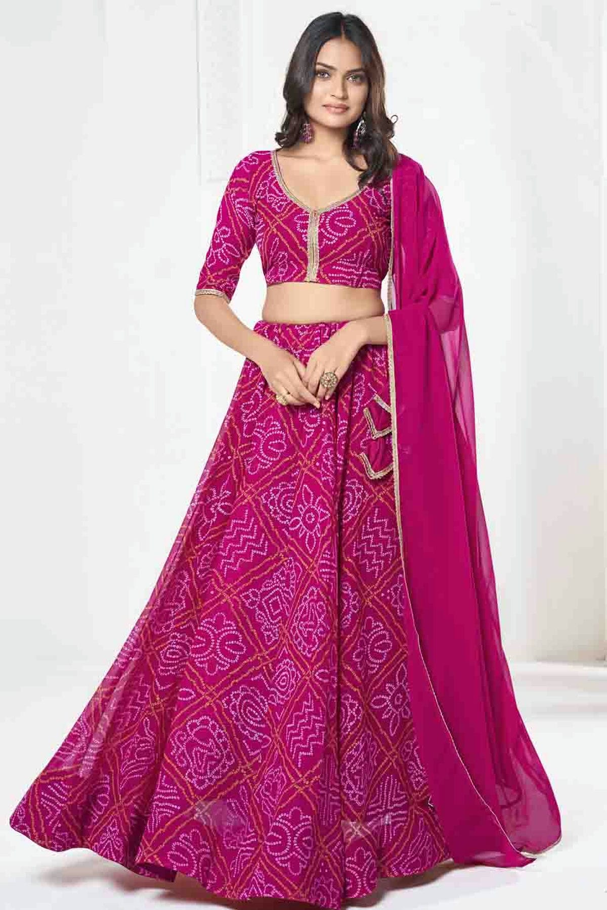 Pink Colour Georgette Semi Stitched Lehenga Choli VSLC1170090