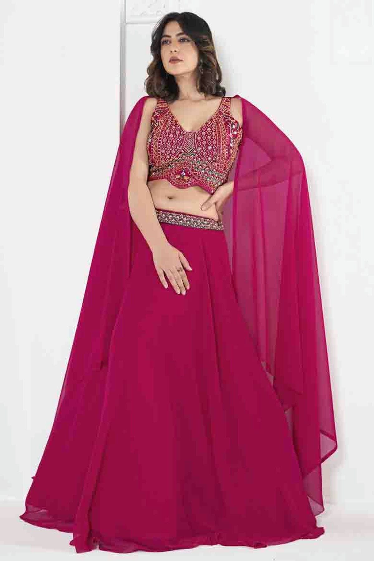 Pink Colour Georgette Semi Stitched Lehenga Choli VSLC1170098