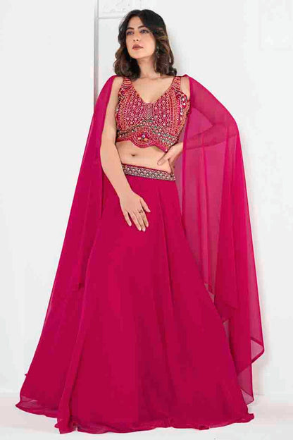 Pink Colour Georgette Semi Stitched Lehenga Choli VSLC1170098