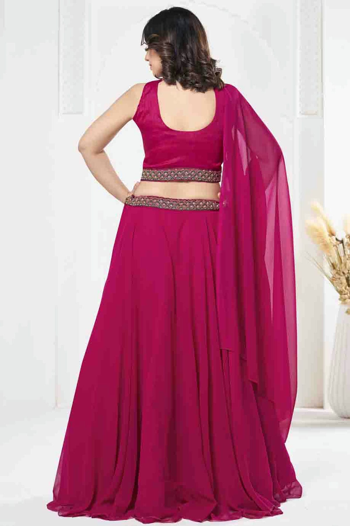 Pink Colour Georgette Semi Stitched Lehenga Choli VSLC1170098