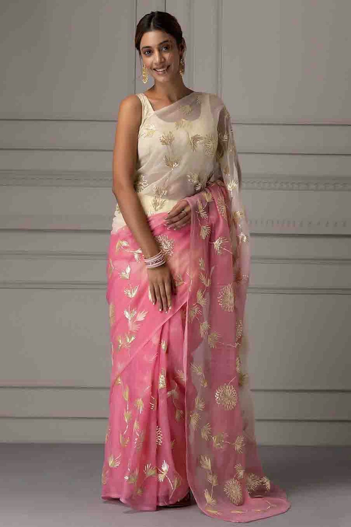 Pink Colour Gota Patti Work Organza Designer Saree VSSD1113397