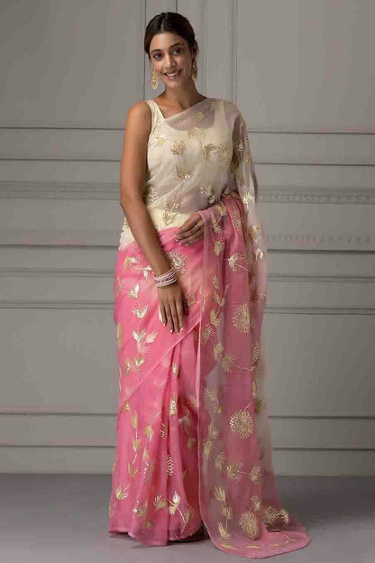 Pink Colour Gota Patti Work Organza Designer Saree VSSD1113397