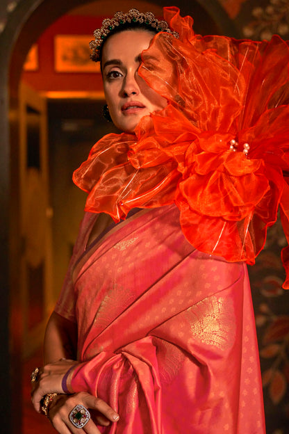 Pink Colour Handloom Weaving Silk Woven Work Saree VSSD1290076