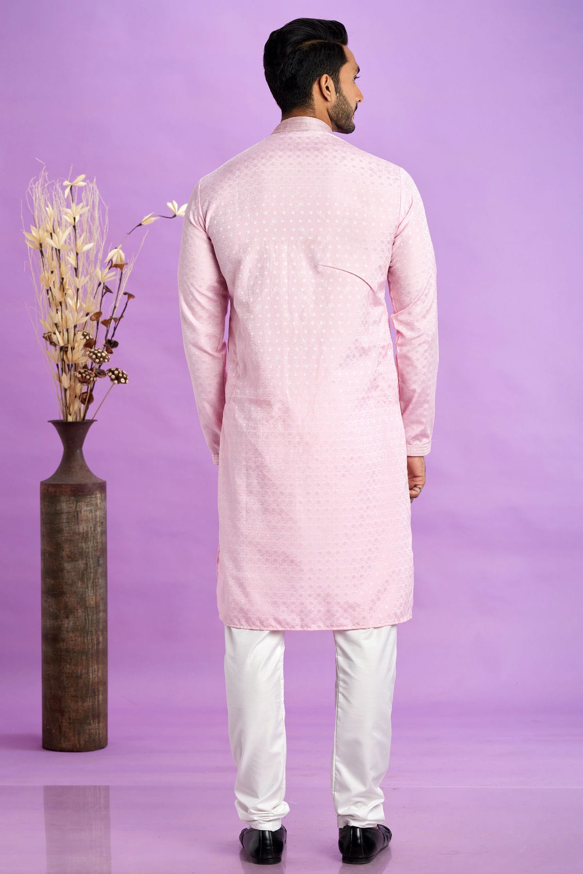 Pink Colour Jacquard Art Silk Pintex Work Kurta Pajama VSKP1230198