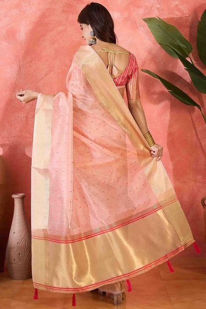 Pink Colour Khadi Organza Traditional Saree VSSD1113871