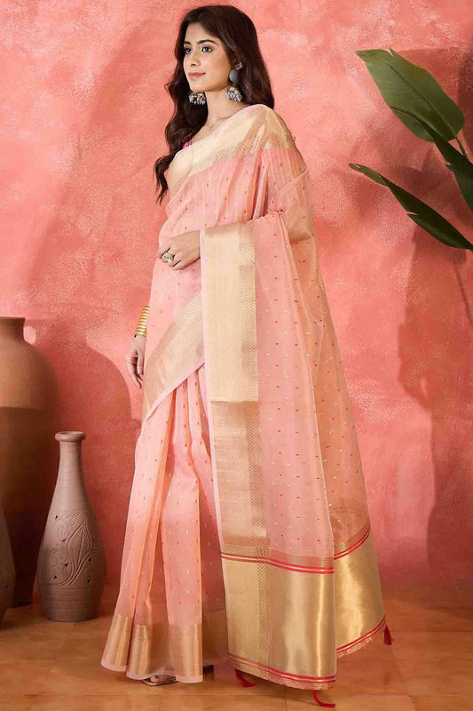 Pink Colour Khadi Organza Traditional Saree VSSD1113871