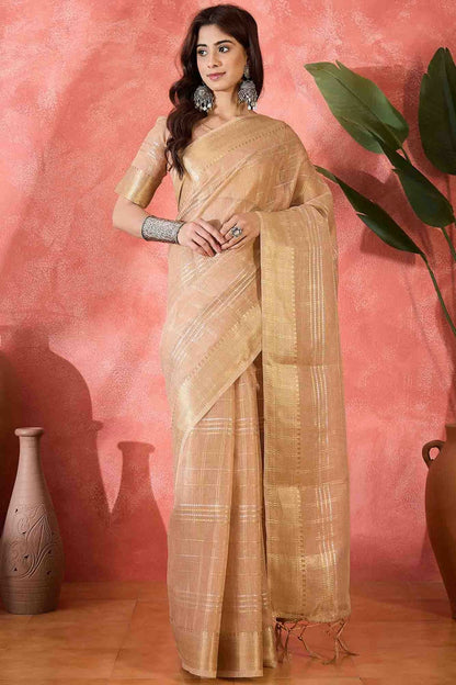 Pink Colour Khadi Organza Traditional Saree VSSD1113884