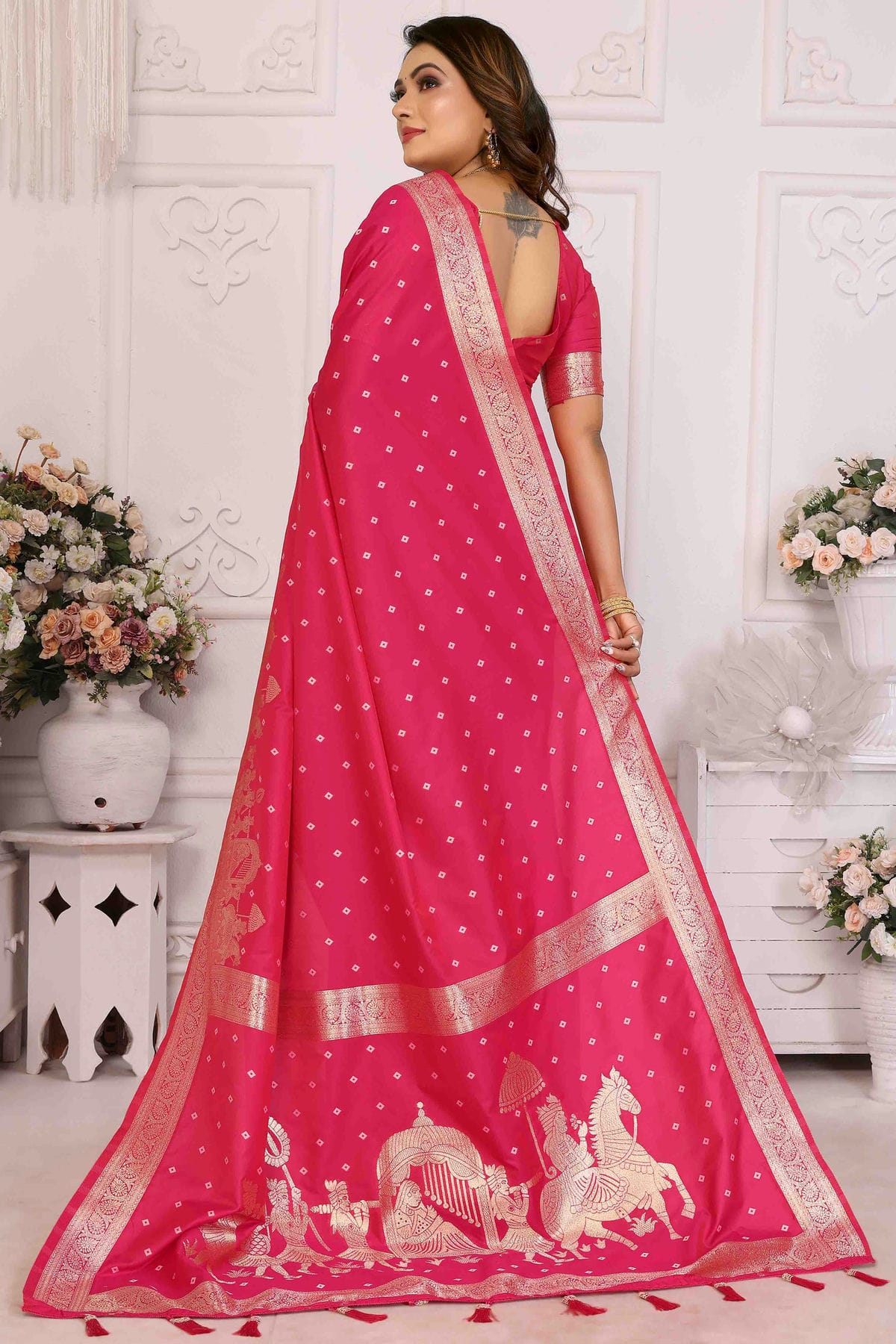 Pink Colour Kochi Silk Traditional Saree