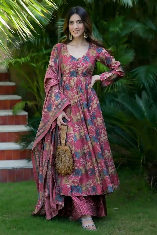 Pink Colour Muslin Stitched Salwar Suit