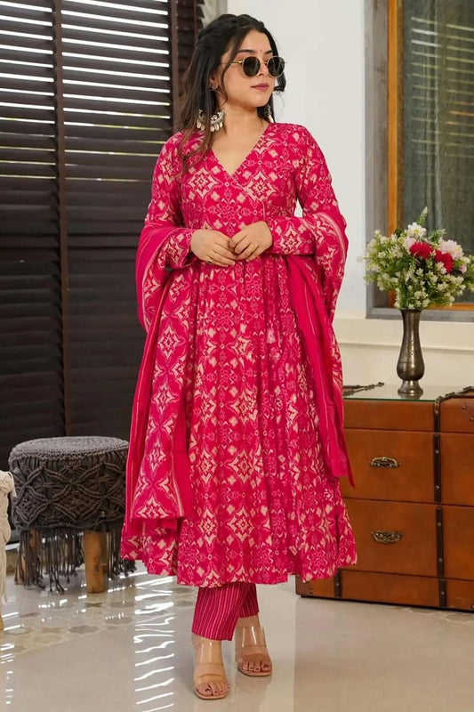 Pink Colour Muslin Stitched Salwar Suit