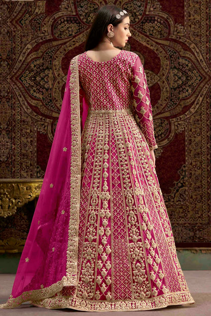 Pink Colour Net Semi Stitched Anarkali Suit VSSM1050699