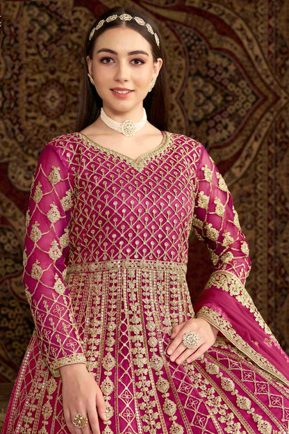 Pink Colour Net Semi Stitched Anarkali Suit VSSM1050699