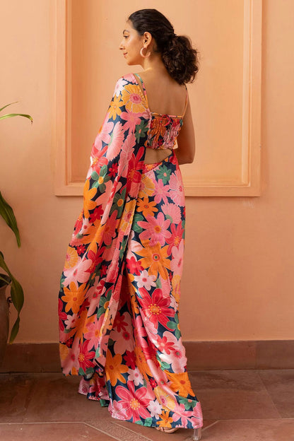 Pink Colour Nylon Japan Satin Printed Saree VSSD1111684