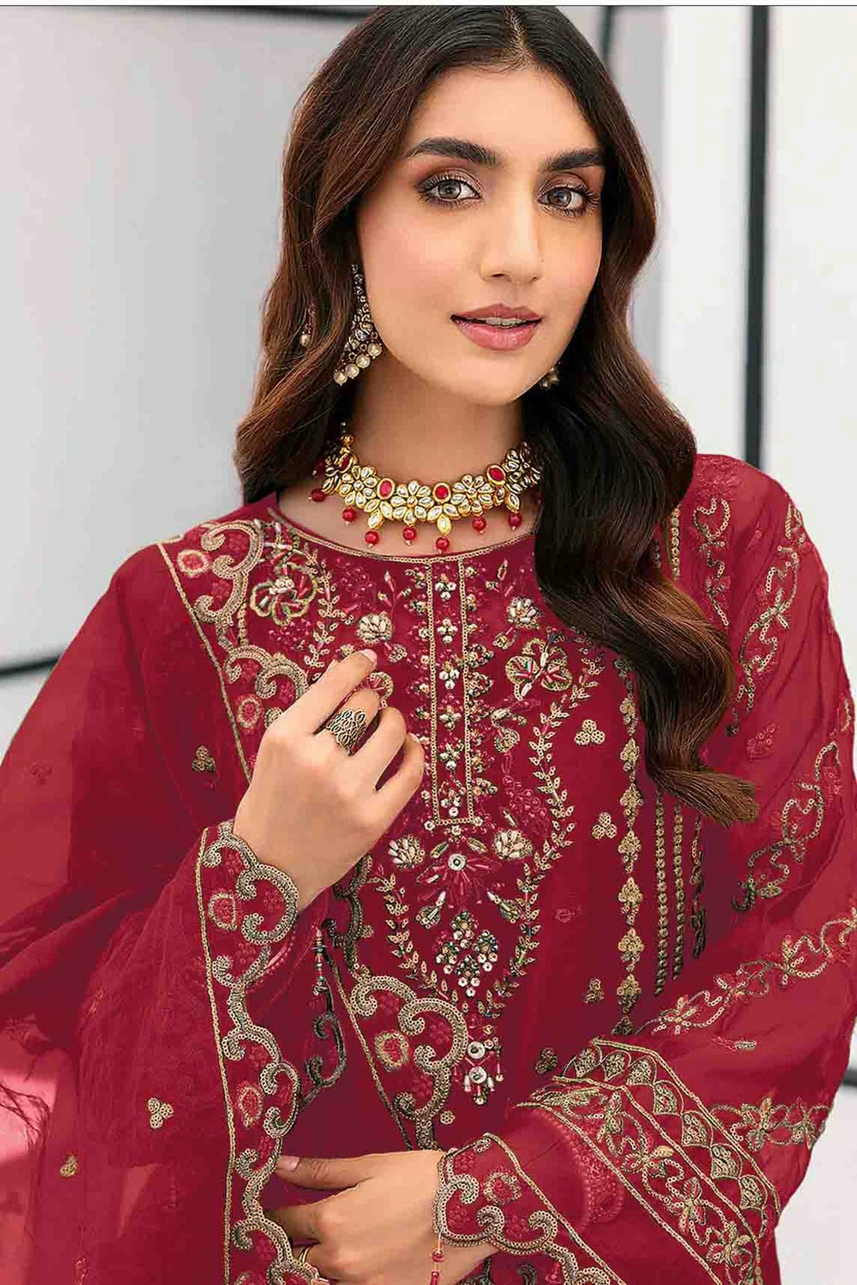 Pink Colour Organza Pakistani Suit VSSM1140852