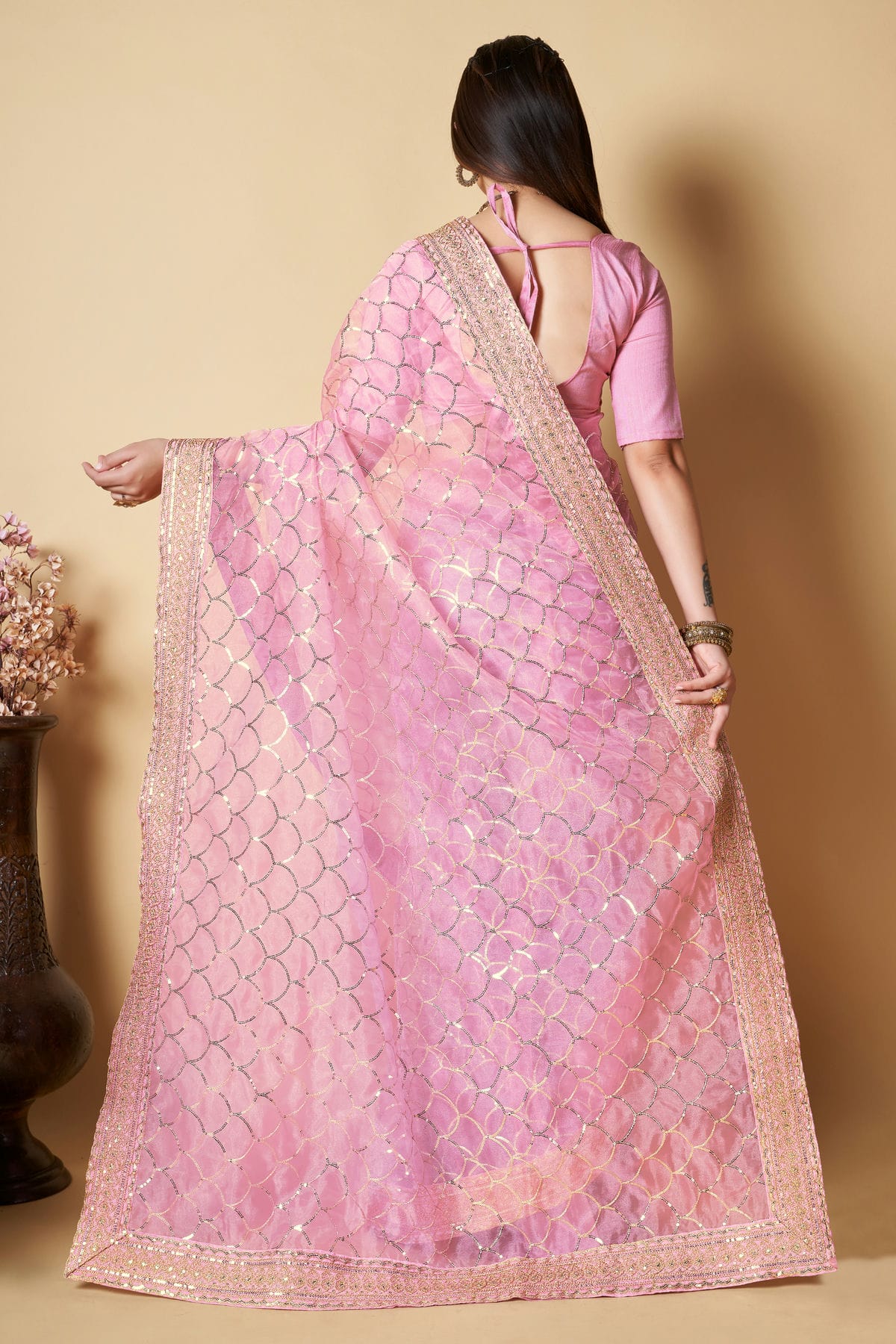 Pink Colour Organza Saree VSSD1110359