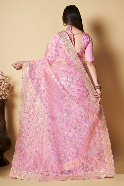 Pink Colour Organza Saree VSSD1110359