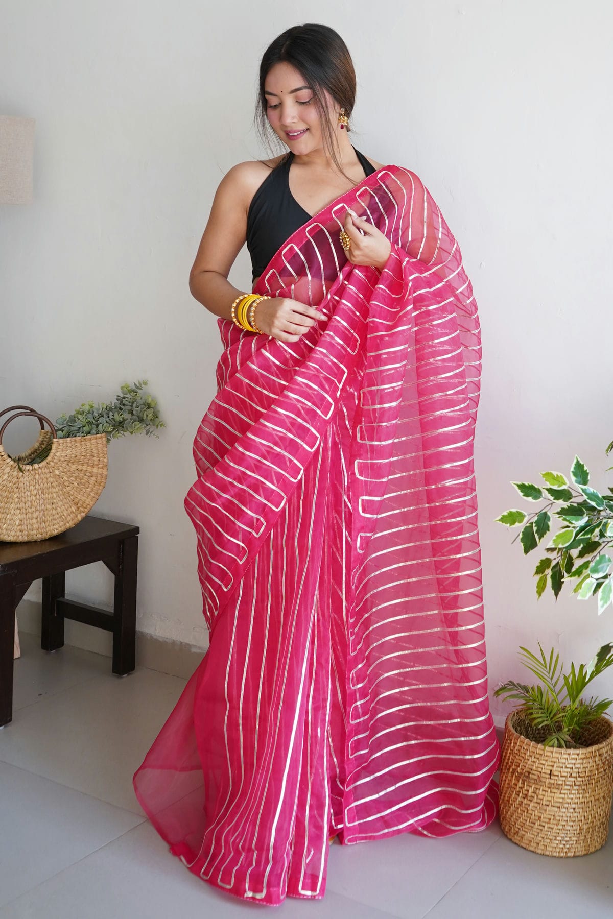 Pink Colour Organza Saree VSSD1110396