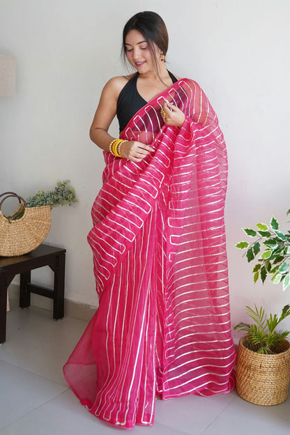 Pink Colour Organza Saree VSSD1110396