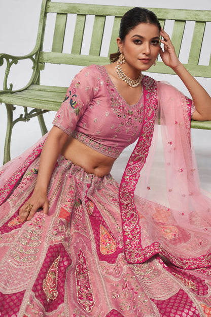 Pink Colour Organza Silk Lehenga Choli VSLC1030050