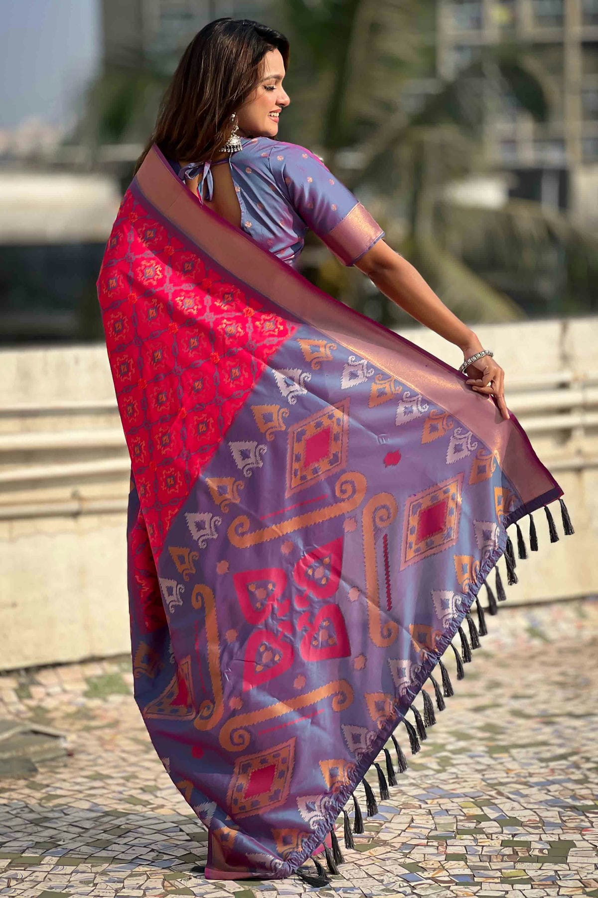 Pink Colour Patola Silk Traditional Saree