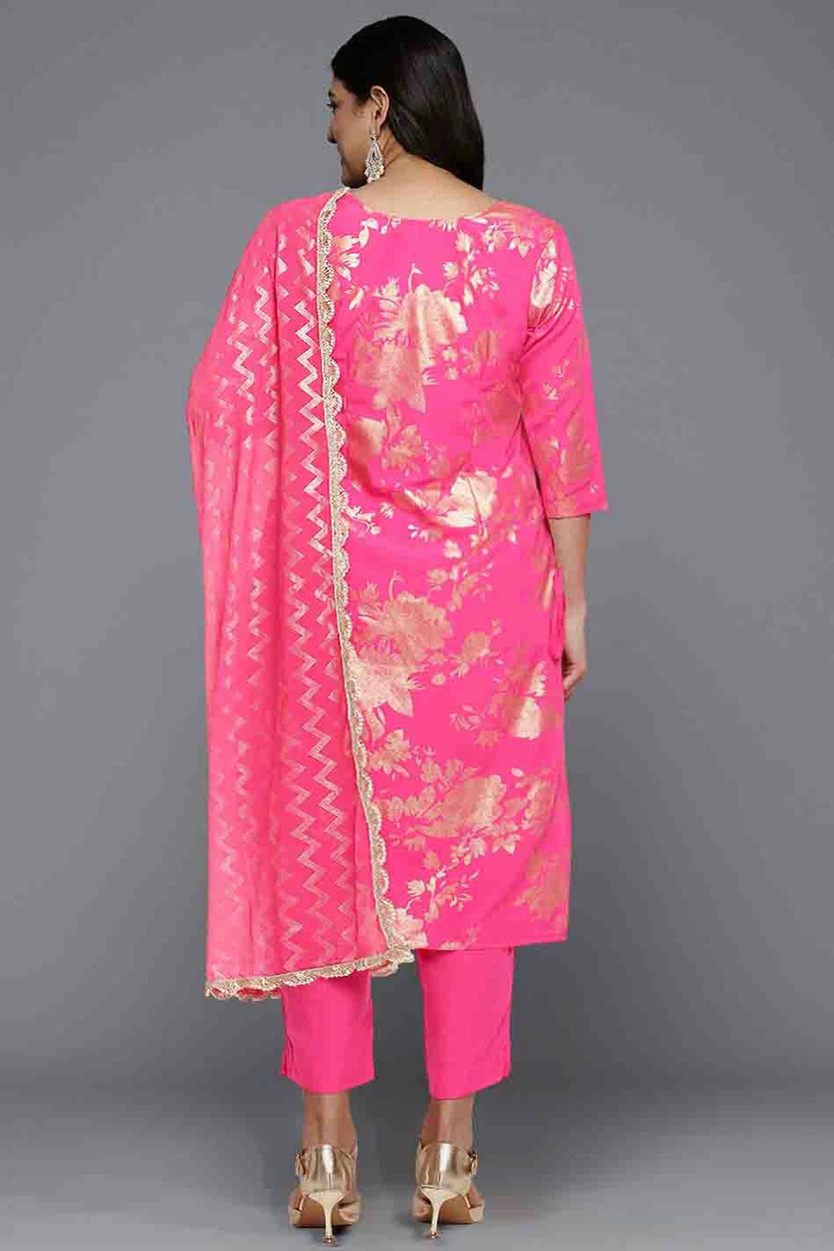 Pink Colour Poly Crepe Stitched Pant Style Suit VSSS1113793