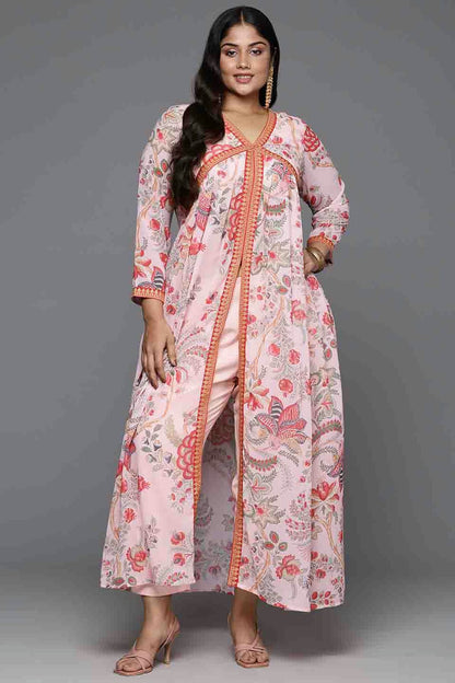 Pink Colour Poly Georgette Stitched Top and Bottom VSSS1113790