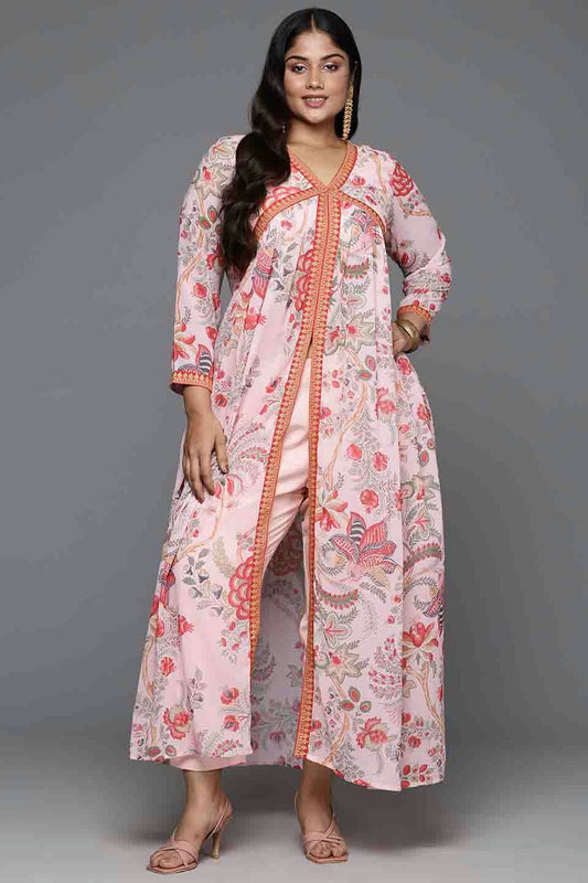 Pink Colour Poly Georgette Stitched Top and Bottom VSSS1113790