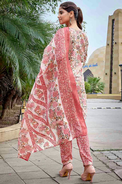 Pink Colour Printed Cotton Blend Pant Style Suit VSSS1113467